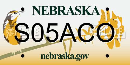 S05ACO Nebraska License Plate