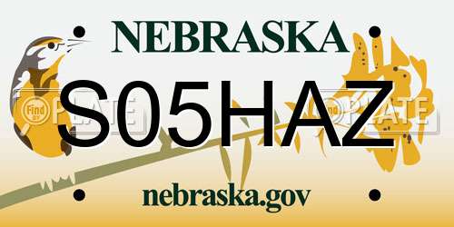 S05HAZ Nebraska License Plate