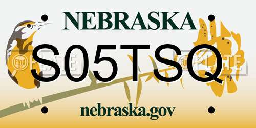 S05TSQ Nebraska License Plate