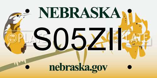 S05ZII Nebraska License Plate