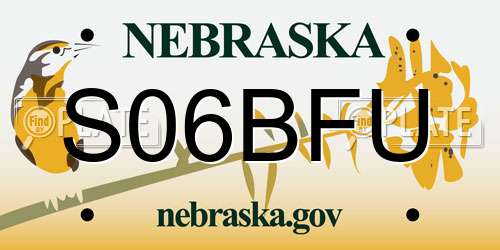 S06BFU Nebraska License Plate