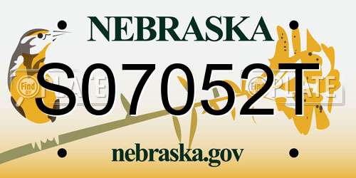 S07052T Nebraska License Plate