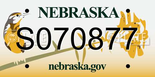 S070877 Nebraska License Plate