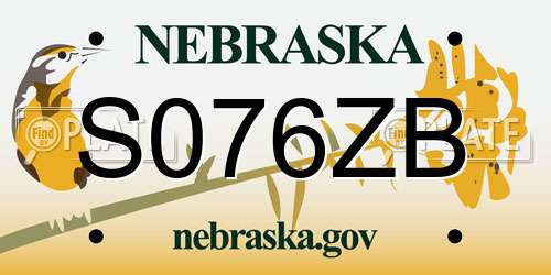 S076ZB Nebraska License Plate