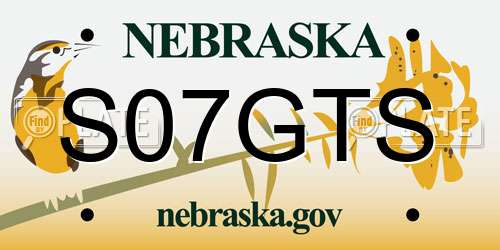 S07GTS Nebraska License Plate