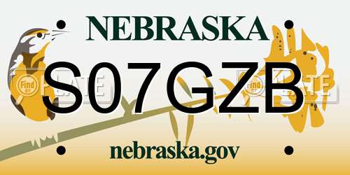 S07GZB Nebraska License Plate