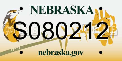 S080212 Nebraska License Plate