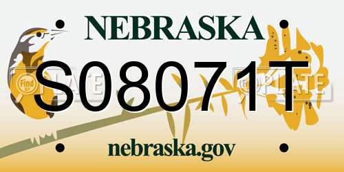 S08071T Nebraska License Plate