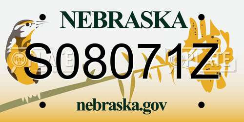S08071Z Nebraska License Plate