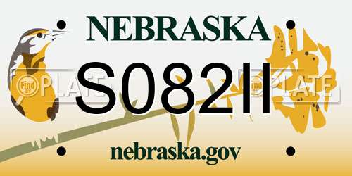 S082II Nebraska License Plate