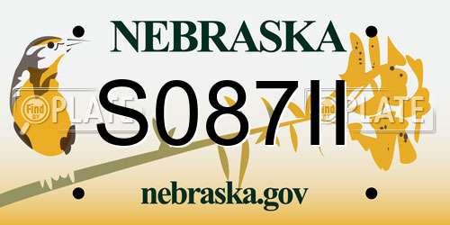 S087II Nebraska License Plate