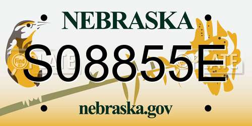 S08855E Nebraska License Plate