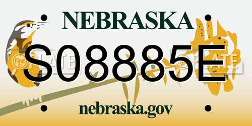 S08885E Nebraska License Plate