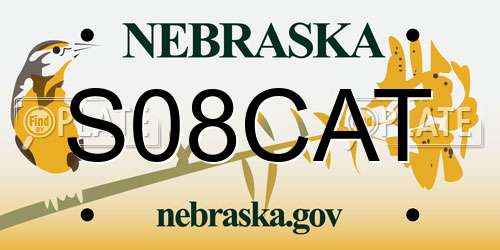 S08CAT Nebraska License Plate