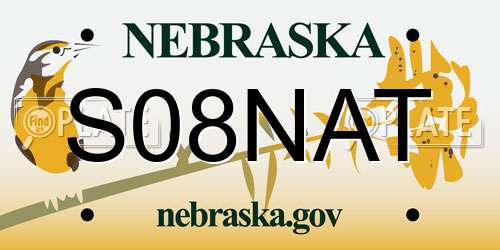 S08NAT Nebraska License Plate