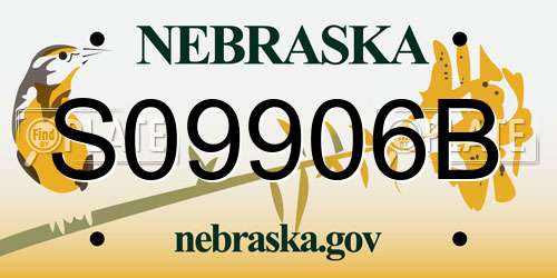 S09906B Nebraska License Plate