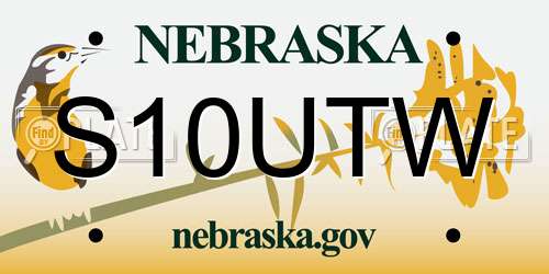 S10UTW Nebraska License Plate