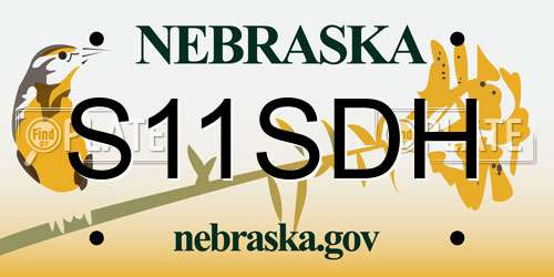 S11SDH Nebraska License Plate