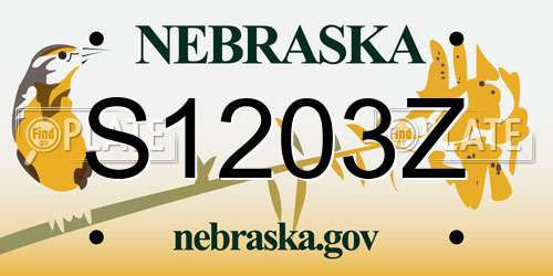 S1203Z Nebraska License Plate