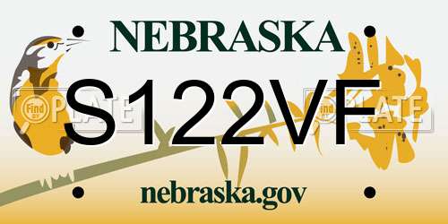 S122VF Nebraska License Plate