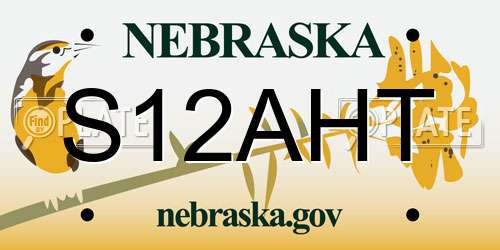 S12AHT Nebraska License Plate