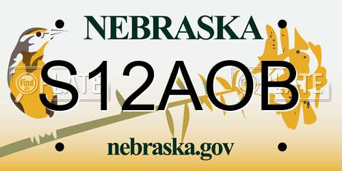 S12AOB Nebraska License Plate