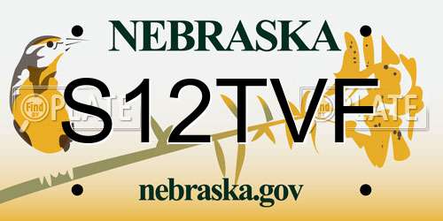 S12TVF Nebraska License Plate