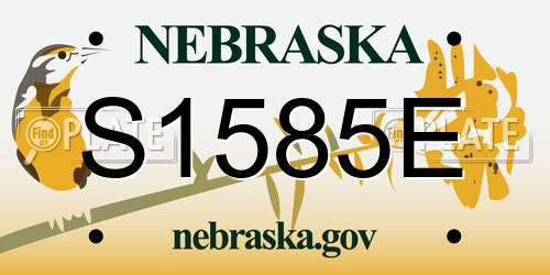 S1585E Nebraska License Plate