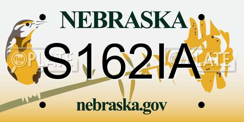 S162IA Nebraska License Plate