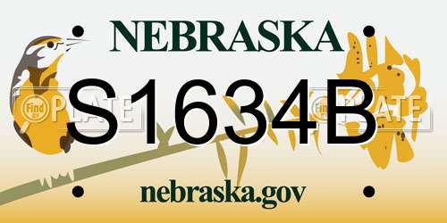 S1634B Nebraska License Plate