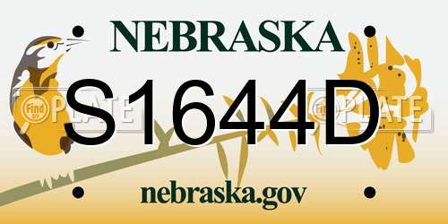 S1644D Nebraska License Plate