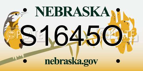 S1645O Nebraska License Plate