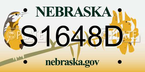 S1648D Nebraska License Plate