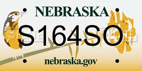 S164SO Nebraska License Plate
