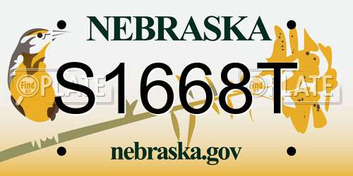 S1668T Nebraska License Plate