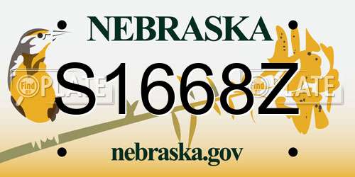 S1668Z Nebraska License Plate
