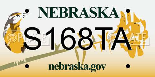 S168TA Nebraska License Plate