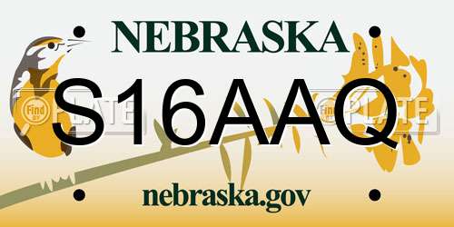 S16AAQ Nebraska License Plate