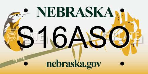 S16ASO Nebraska License Plate