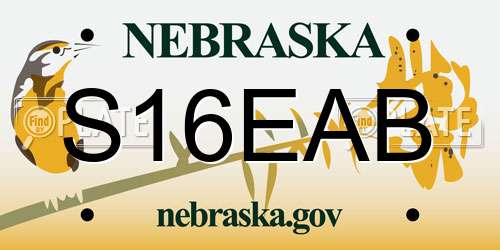 S16EAB Nebraska License Plate