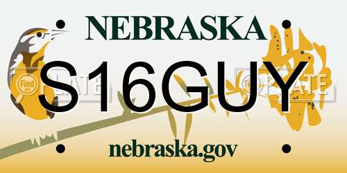 S16GUY Nebraska License Plate