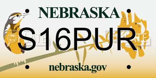 S16PUR Nebraska License Plate
