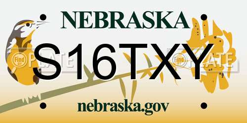 S16TXY Nebraska License Plate