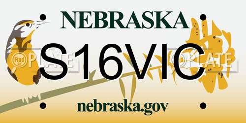 S16VIC Nebraska License Plate