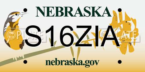 S16ZIA Nebraska License Plate