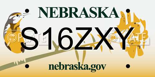 S16ZXY Nebraska License Plate