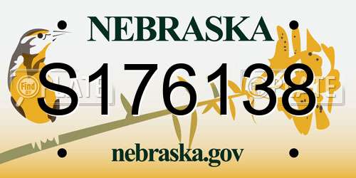 S176138 Nebraska License Plate