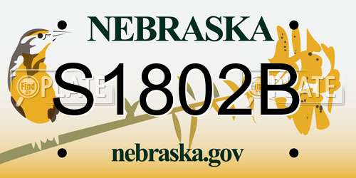 S1802B Nebraska License Plate