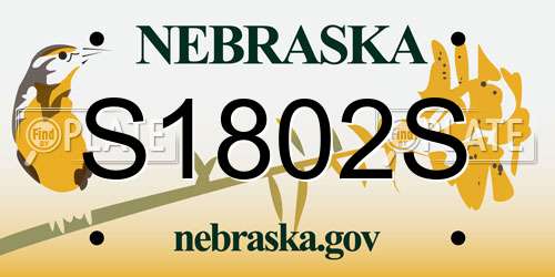 S1802S Nebraska License Plate