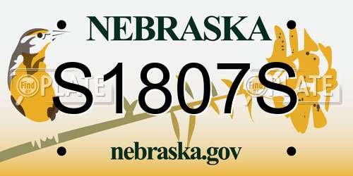 S1807S Nebraska License Plate